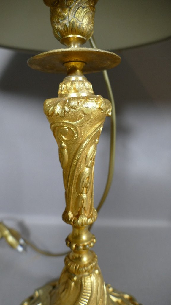 Paire De Lampes, Bougeoirs, Flambeaux En Bronze Doré  Napoléon III, Fin XIX ème-photo-5