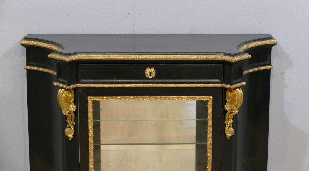 Meuble d'Appui Formant Vitrine En Bois Noir Et Bronze Doré, Napoléon III -photo-2