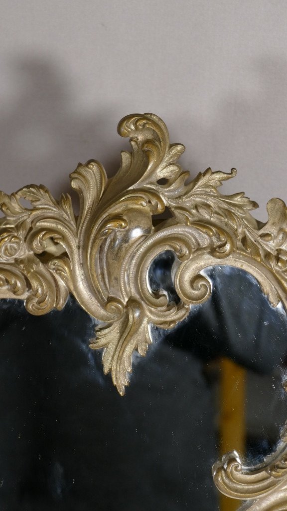 Miroir De Table Bronze Argenté Au Dragon Style Louis XV Rocaille-photo-4