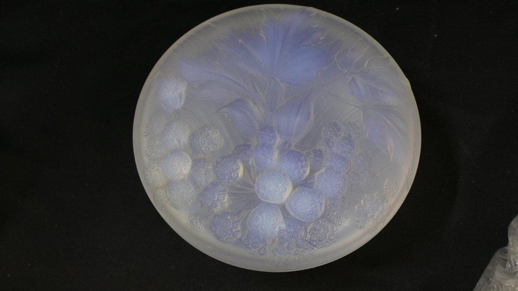 Coffret Bonbonnière Etling Aux Mûres En Verre Satiné Opalescent Vers 1930-photo-2