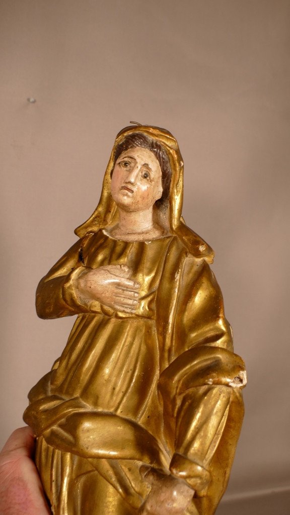 Virgin In Carved Wood Gilded With Leaf Late Eighteenth Time-photo-3
