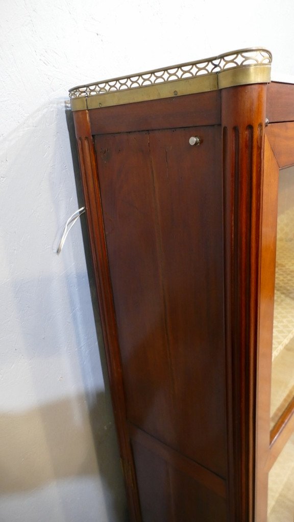 N. Virrig, Library Showcase Stamped In Mahogany And Marble, Louis XVI Period, XVIII-photo-5
