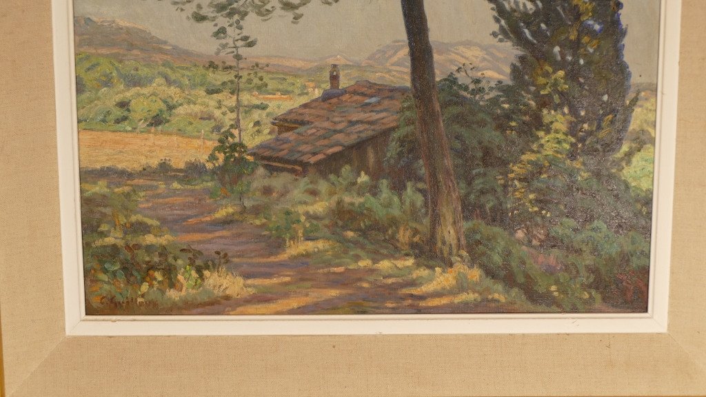 Charles Victor Guilloux (1866-1946), Huile Sur Toile Paysage Provençal -photo-4