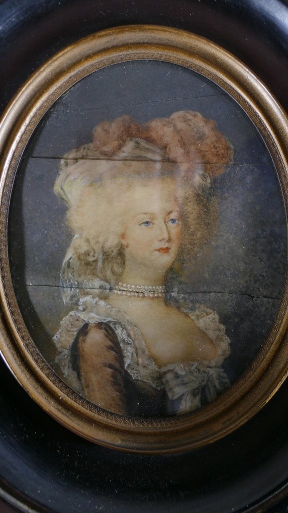 Marie Antoinette, Miniature Portrait Of The Queen, Painted In Gouache On Ivory, Eighteenth Time-photo-4