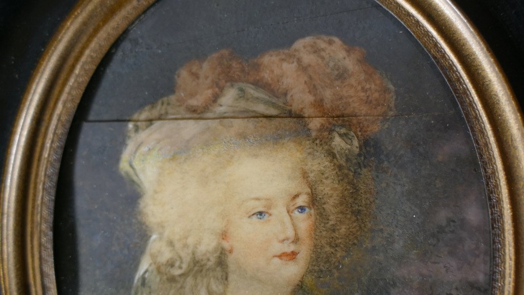 Marie Antoinette, Miniature Portrait Of The Queen, Painted In Gouache On Ivory, Eighteenth Time-photo-6