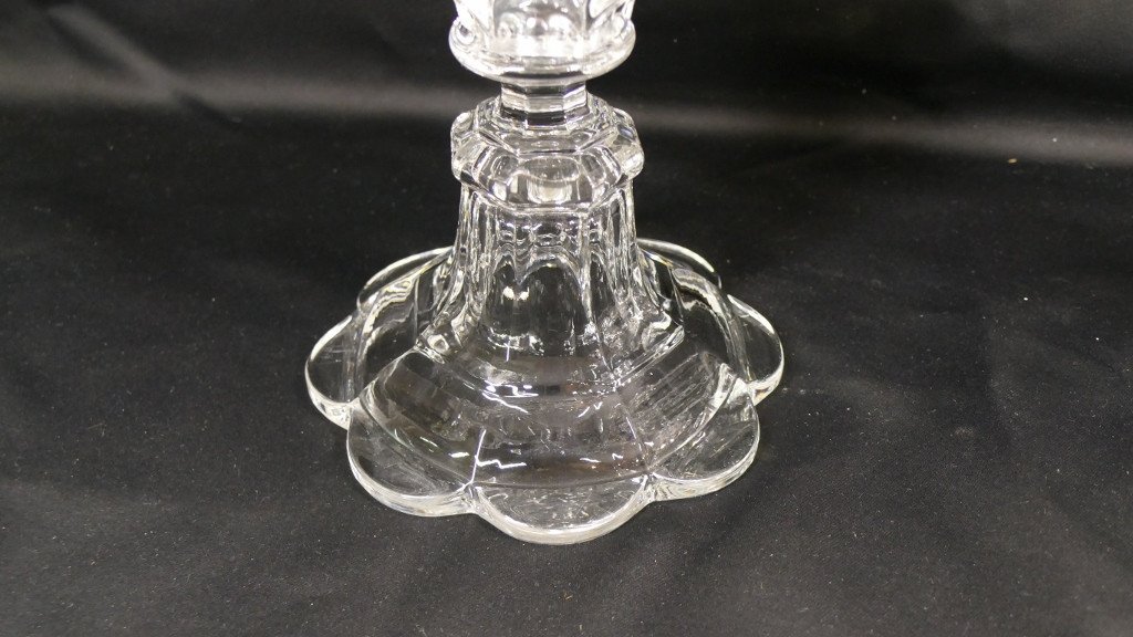 Saint Louis, Pair Of Girandole Crystal Candlesticks Mid Twentieth Time-photo-2