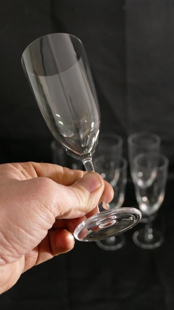 Lalique, 6 Crystal Champagne Flutes-photo-4