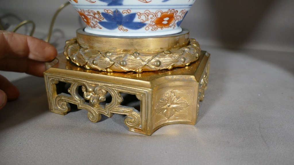 Paire De Lampes Imari En Porcelaine Et Bronze Doré, époque XIX ème-photo-7