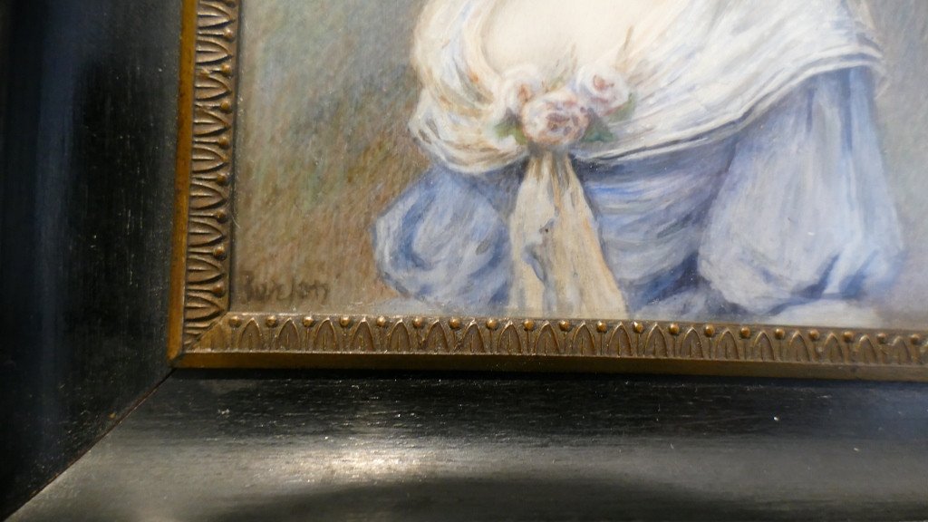 Antoine Berjon (1754-1843), Miniature, Portrait Woman, Marie Antoinette, Late 18th Century-photo-1