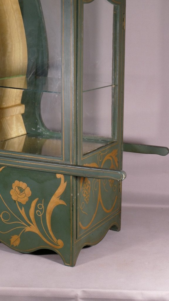 Large Showcase Sedan Chair In Painted Wood And Glass, Mid Twentieth Time-photo-3