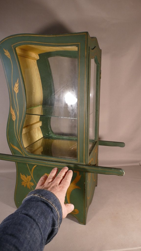 Large Showcase Sedan Chair In Painted Wood And Glass, Mid Twentieth Time-photo-4