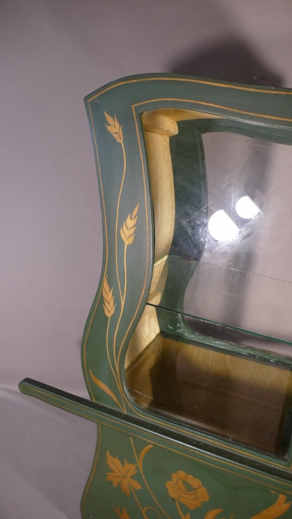 Large Showcase Sedan Chair In Painted Wood And Glass, Mid Twentieth Time-photo-1