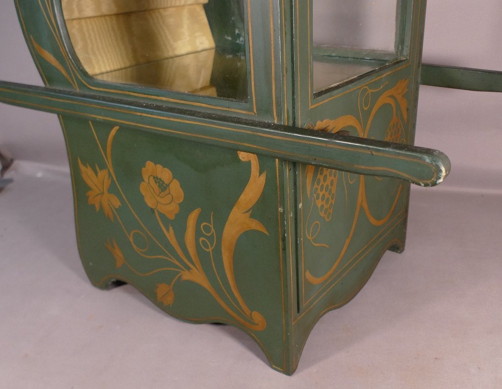 Large Showcase Sedan Chair In Painted Wood And Glass, Mid Twentieth Time-photo-2
