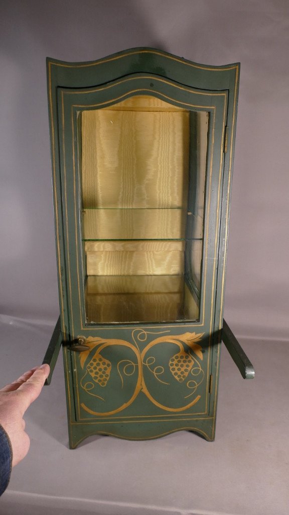 Large Showcase Sedan Chair In Painted Wood And Glass, Mid Twentieth Time-photo-3