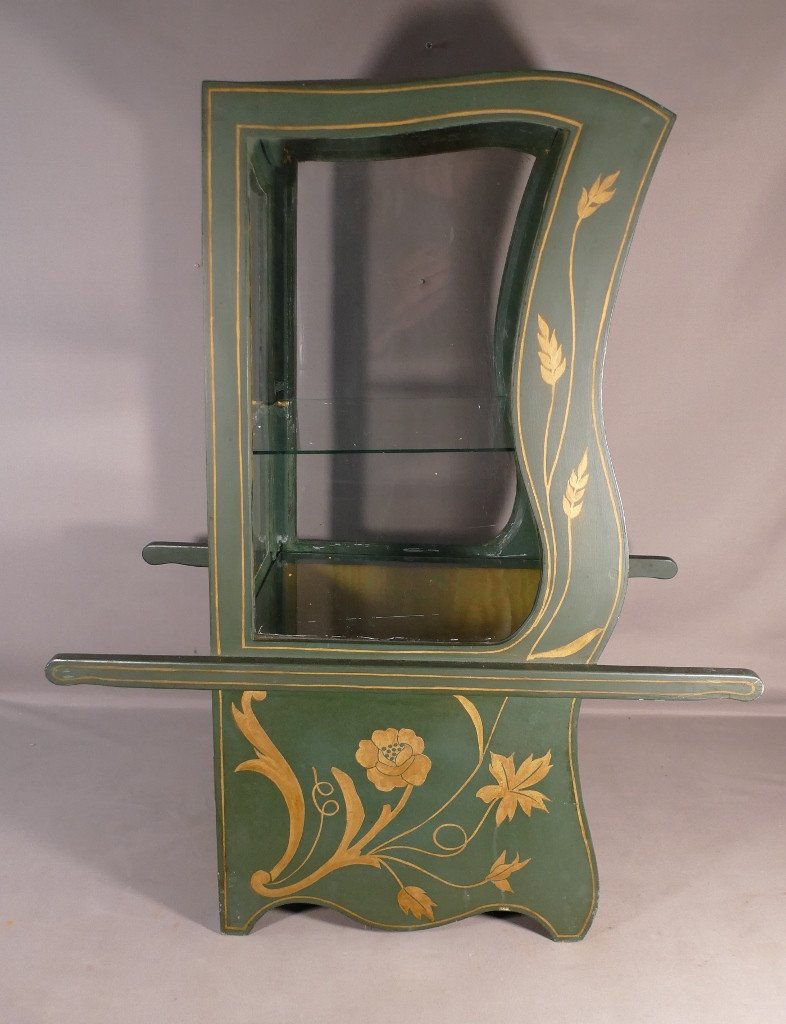 Large Showcase Sedan Chair In Painted Wood And Glass, Mid Twentieth Time-photo-7