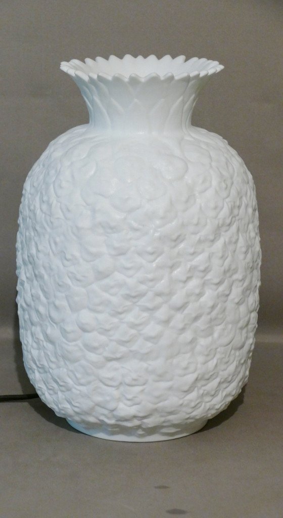 Lampe Veilleuse Ananas En Biscuit De Porcelaine De Limoges-photo-2