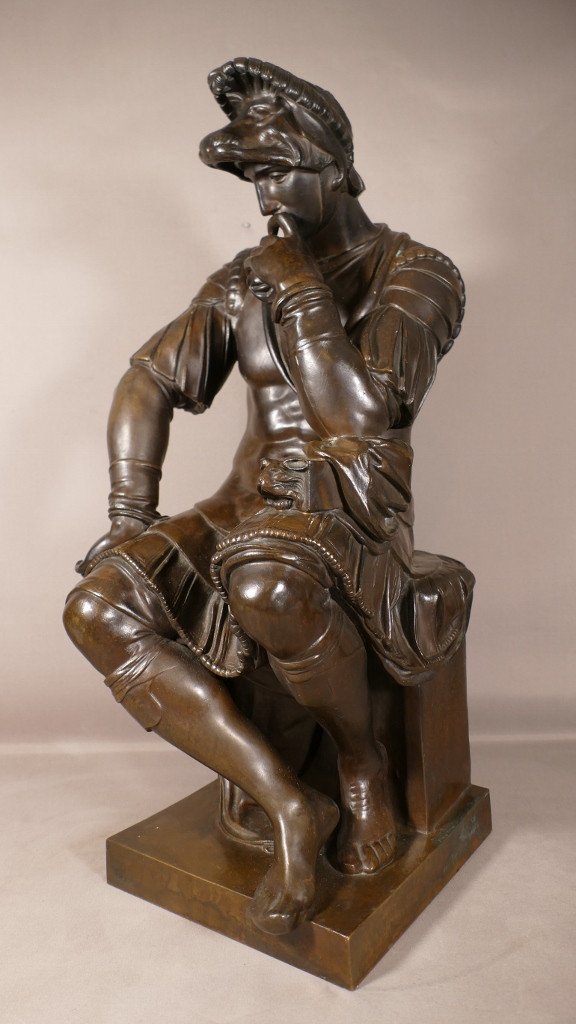 Laurent De Médicis, 53.5 cm Grande Sculpture En Bronze, Barbedienne Collas, époque Napoléon III-photo-3