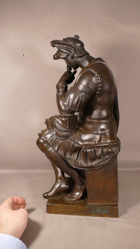 Laurent De Médicis, 53.5 cm Grande Sculpture En Bronze, Barbedienne Collas, époque Napoléon III-photo-4