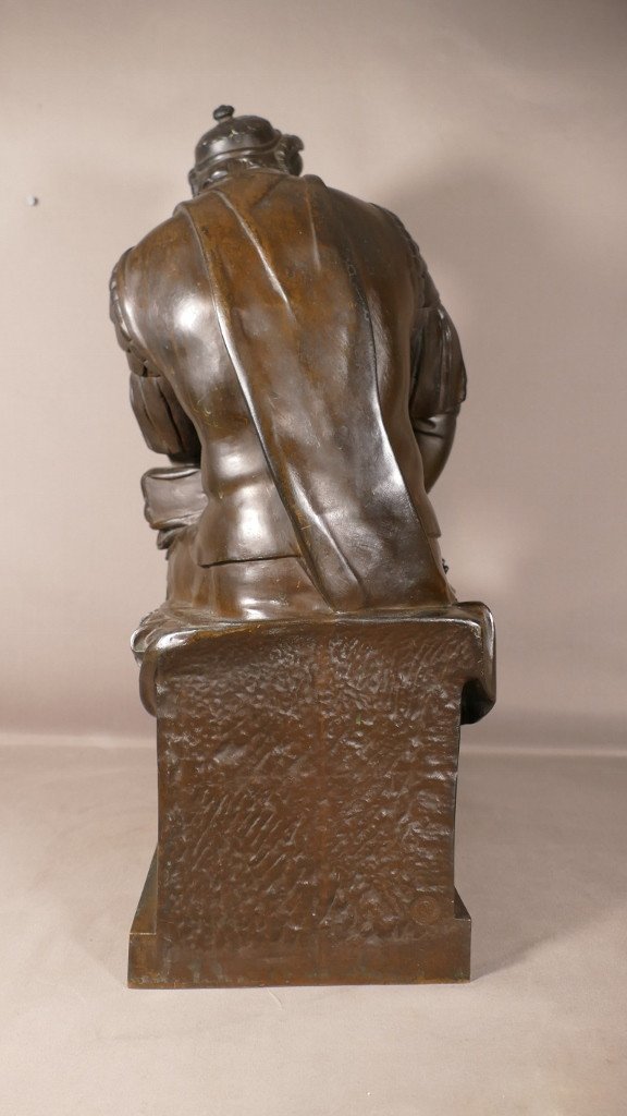 Laurent De Médicis, 53.5 cm Grande Sculpture En Bronze, Barbedienne Collas, époque Napoléon III-photo-1