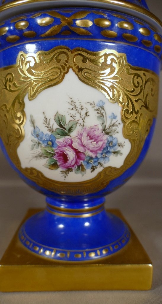 Limoges Porcelain Perfume Burner Gold Inlay And Hand Painted Flower Decor-photo-2