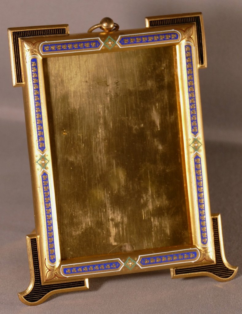 Alphonse Giroux, Cadre Photo En Bronze émaillé Cloisonné, époque Napoléon III