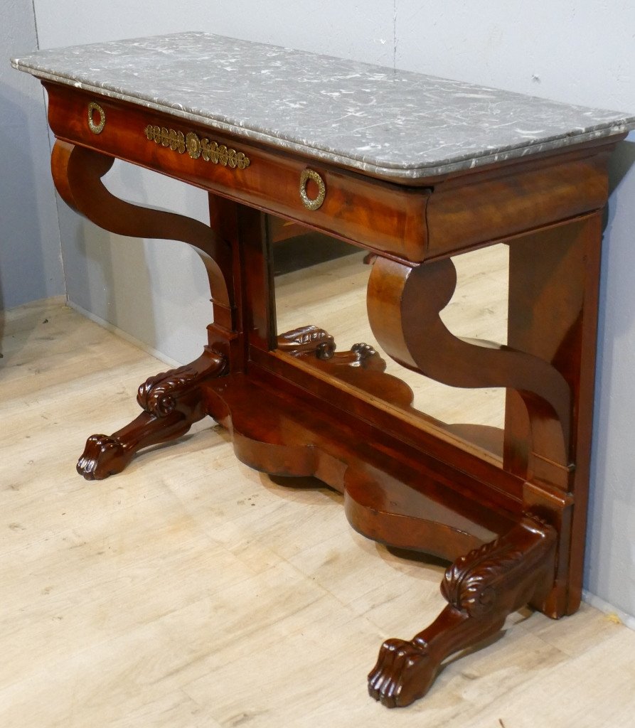 Restoration Console In Mahogany And Ice Background Amounts In Jarret, XIXth Time-photo-4