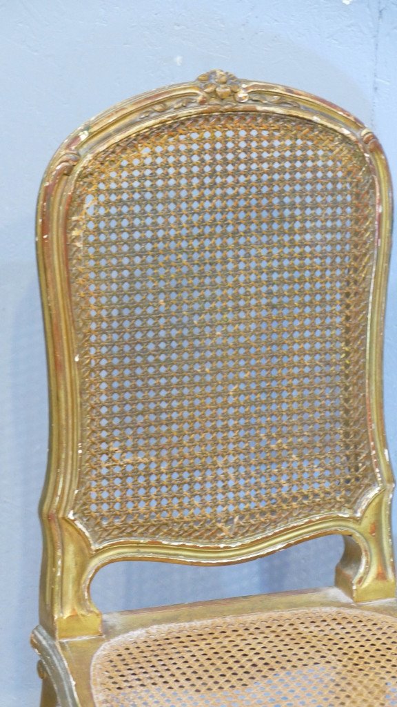 Chaise De Chambre Ou De Salon En Bois Doré Style Louis XV,, époque XIX ème -photo-2