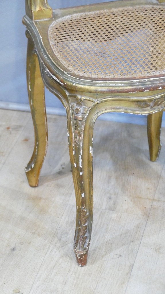 Chaise De Chambre Ou De Salon En Bois Doré Style Louis XV,, époque XIX ème -photo-3