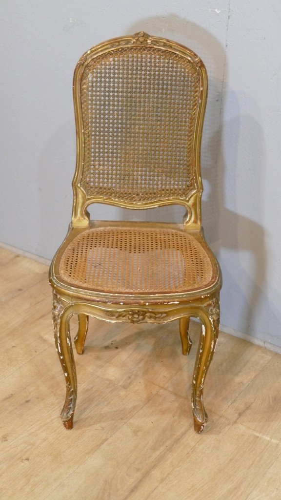 Chaise De Chambre Ou De Salon En Bois Doré Style Louis XV,, époque XIX ème -photo-2