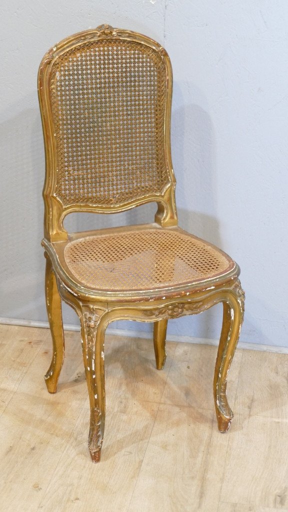 Chaise De Chambre Ou De Salon En Bois Doré Style Louis XV,, époque XIX ème 