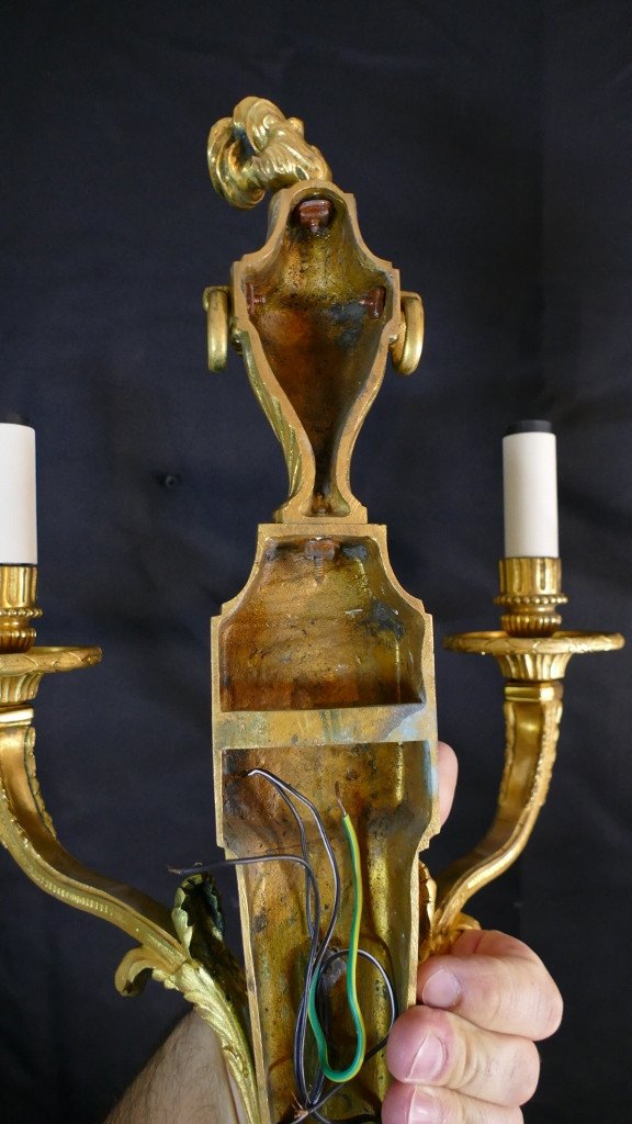 Pair Of Louis XVI Sconces In Gilt Bronze Napoleon III Period-photo-8