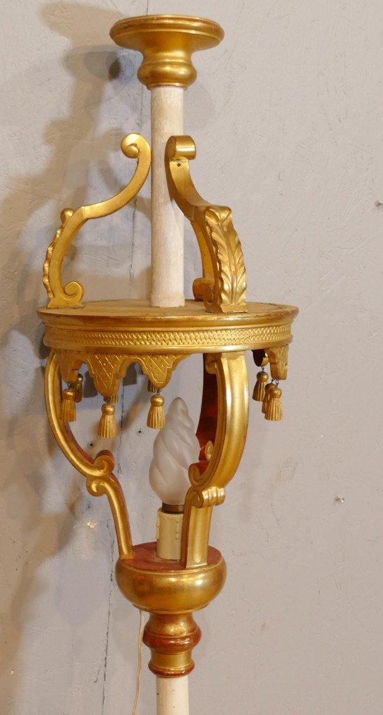 Lantern Processional Or Vestibule Lamp In Golden Wood XIXth Century-photo-3