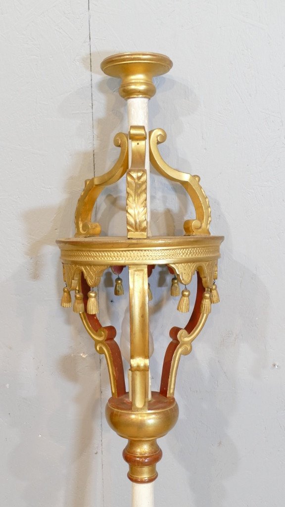 Lantern Processional Or Vestibule Lamp In Golden Wood XIXth Century-photo-7