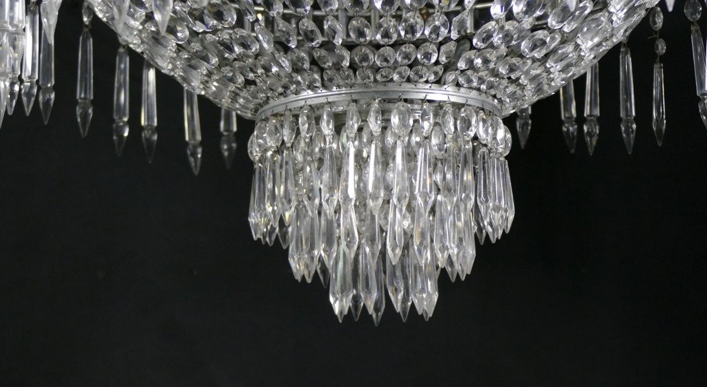 65 Cm, Large Crystal Ceiling Chandelier Crinoline Or Cascade Shape-photo-3