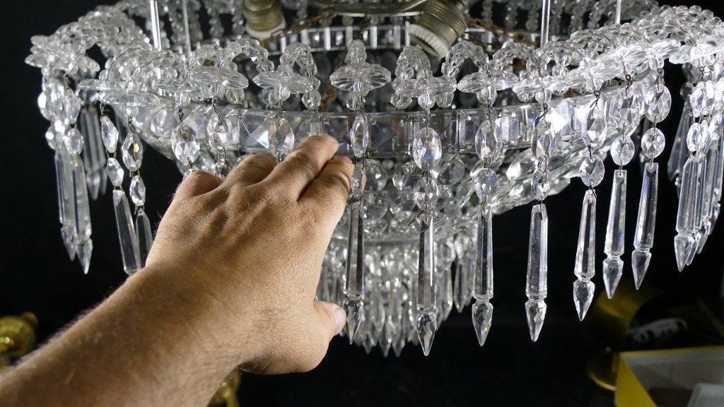 65 Cm, Large Crystal Ceiling Chandelier Crinoline Or Cascade Shape-photo-2