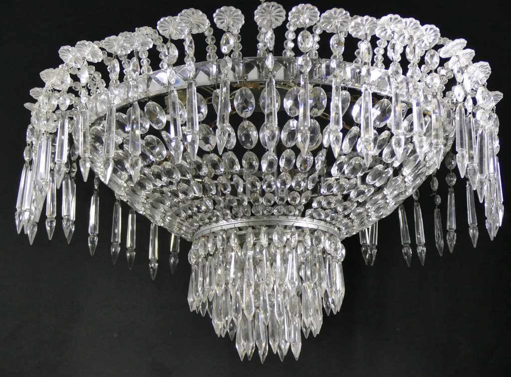 65 Cm, Large Crystal Ceiling Chandelier Crinoline Or Cascade Shape