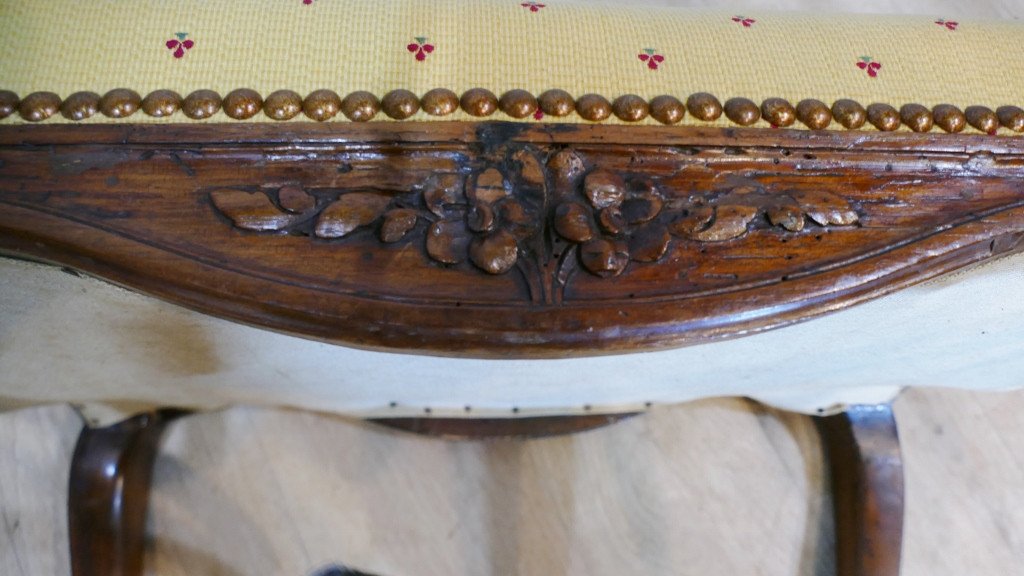 Stool In Carved Walnut Louis XV Period, XVIIIth Century-photo-4