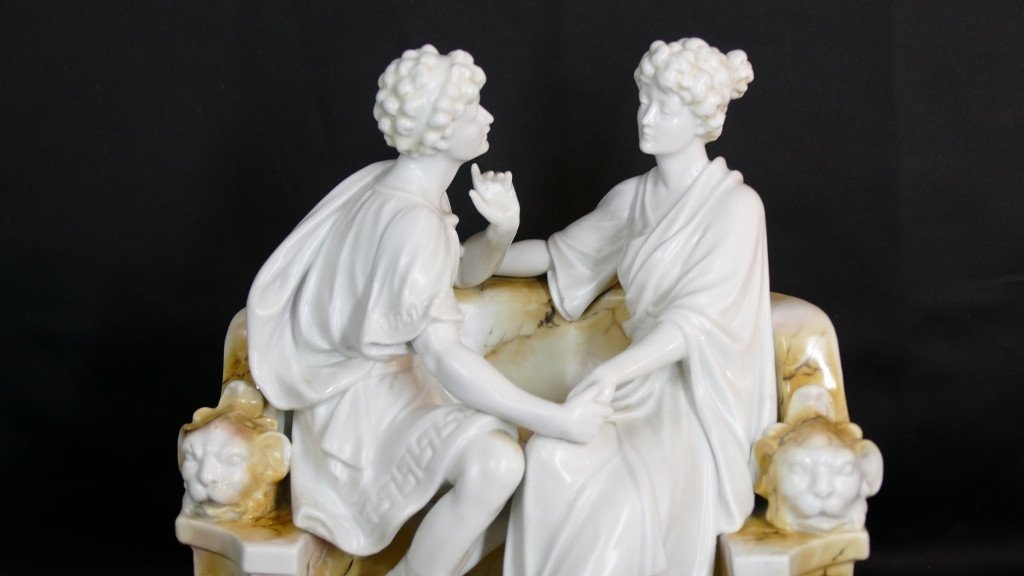 La Conversation Galante, Groupe En Porcelaine Allemagne Altenburg Saxony, &eacute;poque 1900-photo-2