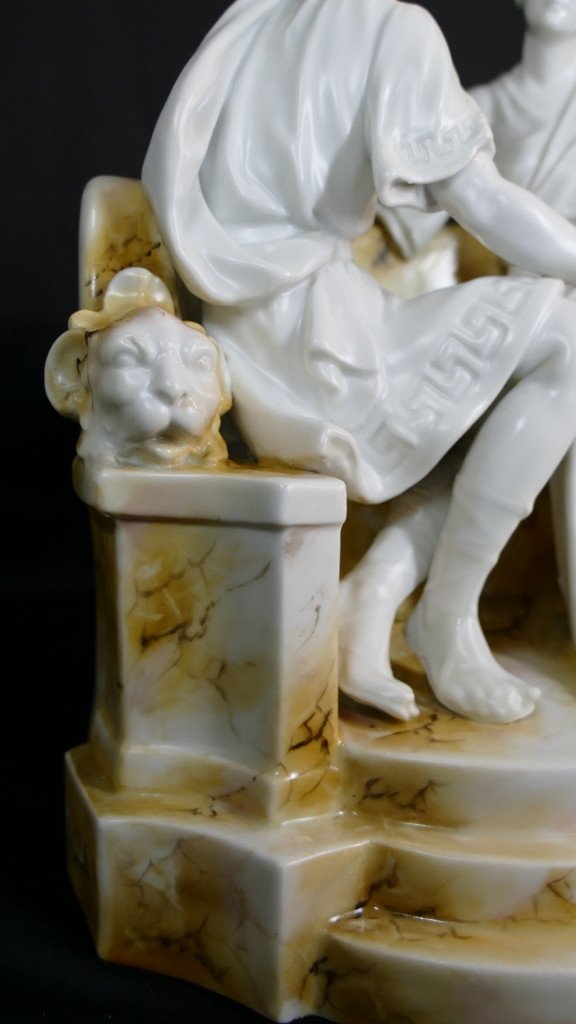 La Conversation Galante, Groupe En Porcelaine Allemagne Altenburg Saxony, &eacute;poque 1900-photo-3