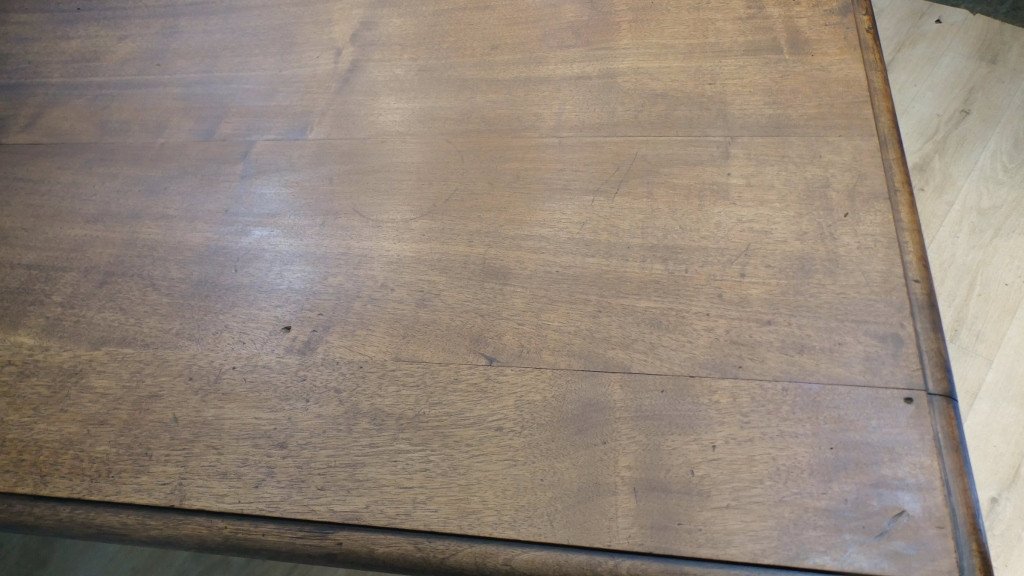 2 Meters, Large Dining Or Library Table In Solid Walnut, Late Nineteenth Time-photo-6
