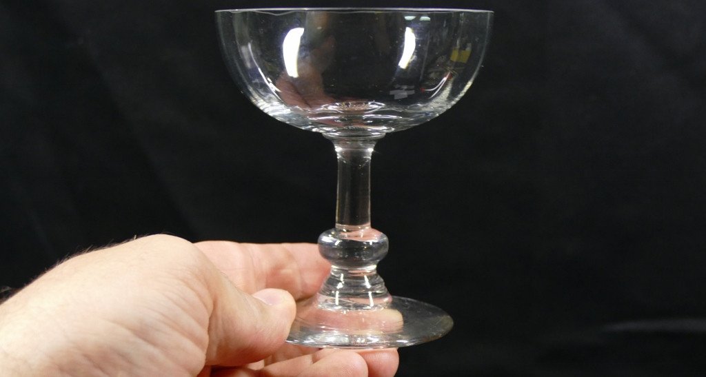 6 Coupes à Champagne XIX ème En Verre Soufflé-photo-3
