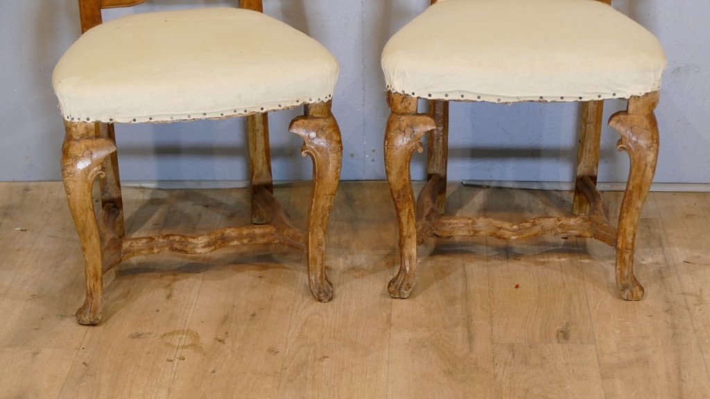 Pair Of XVIIIth Venetian Chairs In Walnut-photo-2