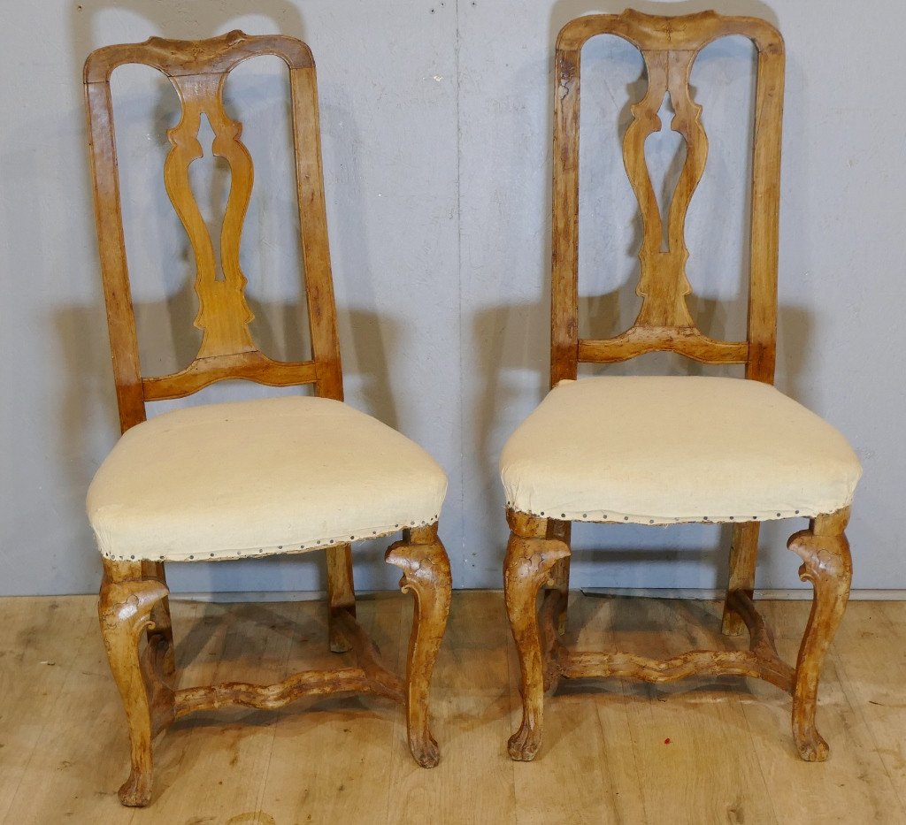 Pair Of XVIIIth Venetian Chairs In Walnut