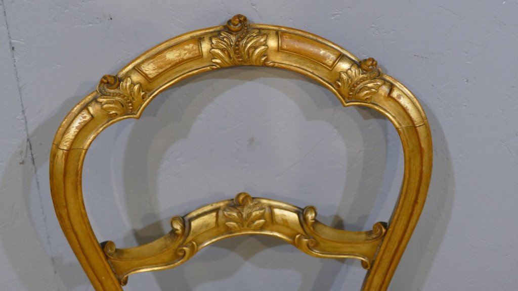 Paire De Chaises Bois Doré Style Louis XV Rocaille, époque 1900-photo-2