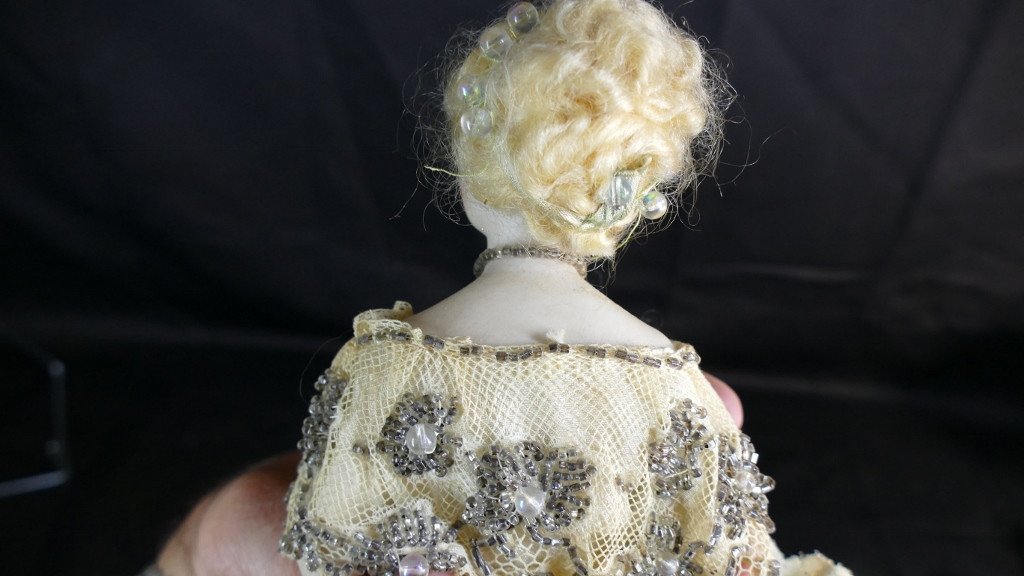 Demi Figurine Habillée En Porcelaine Allemande, Poupée Half Doll, à Perruque-photo-6