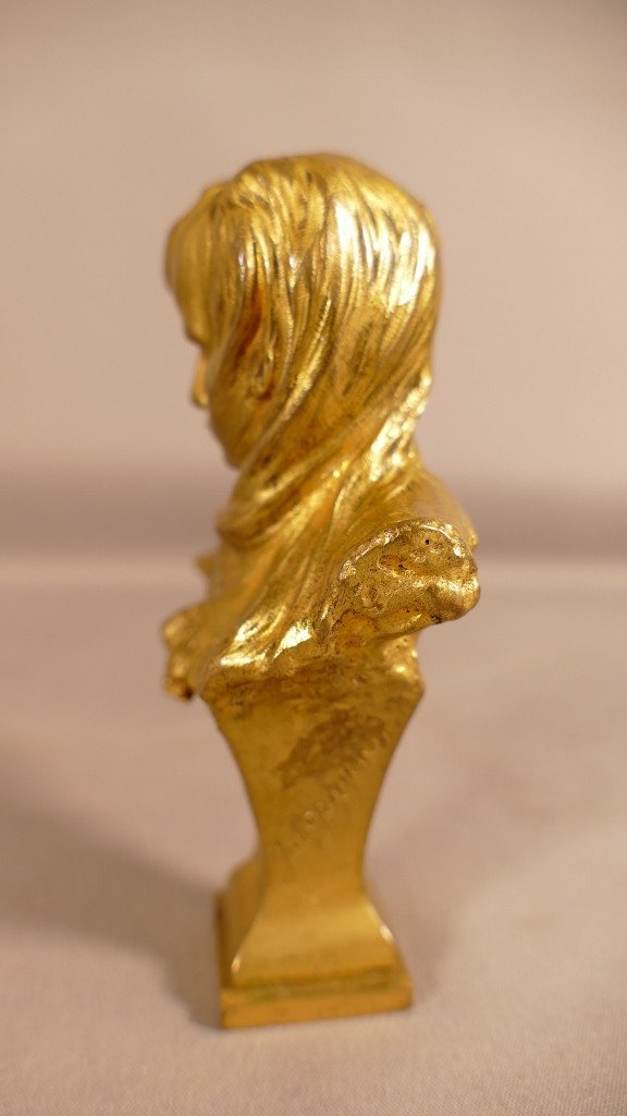 Jules Aimé Grosjean, Seal, Gilt Bronze Wax Stamp, Bust Of A Young Veiled Woman, Late XIX-photo-2