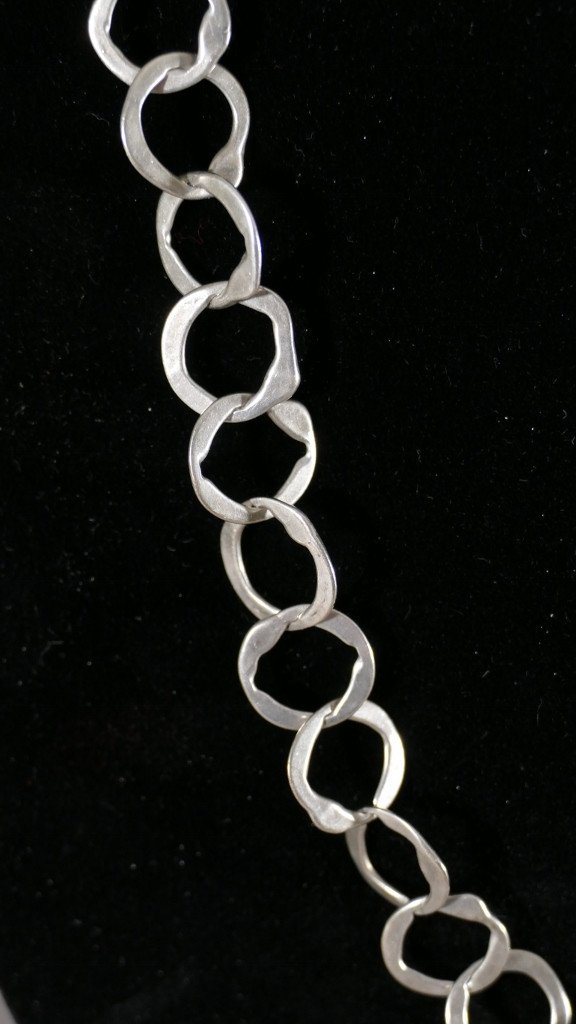 Collier Cha&icirc;ne Vintage En Argent Massif, &eacute;poque 1970-photo-3