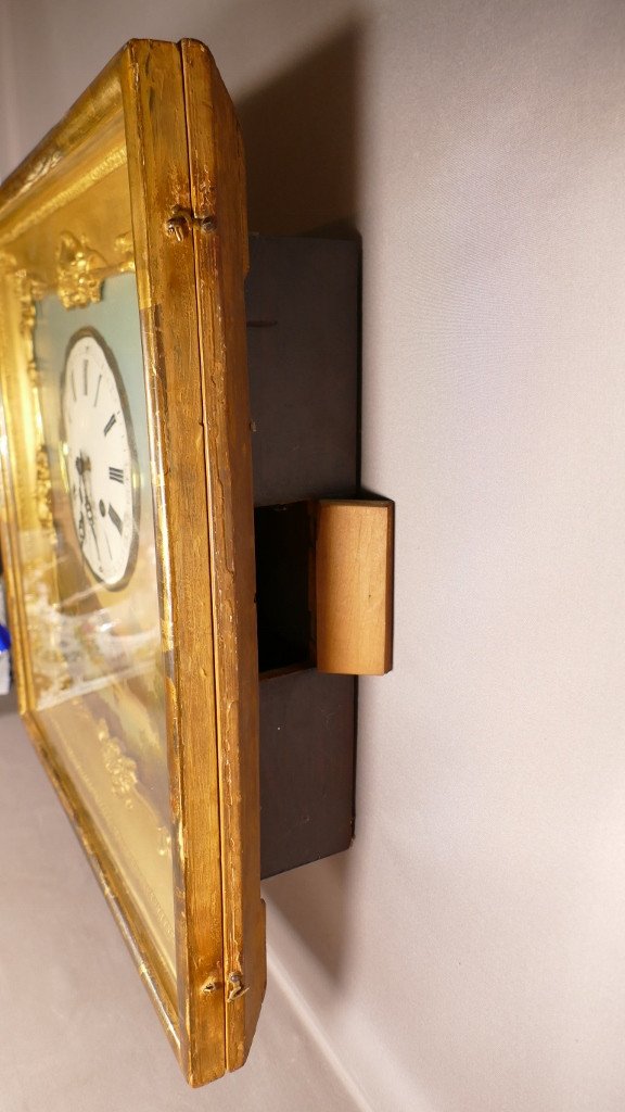 Tableau Horloge d'époque Charles X, Paysage Et Horloge à Fil, XIX ème-photo-4