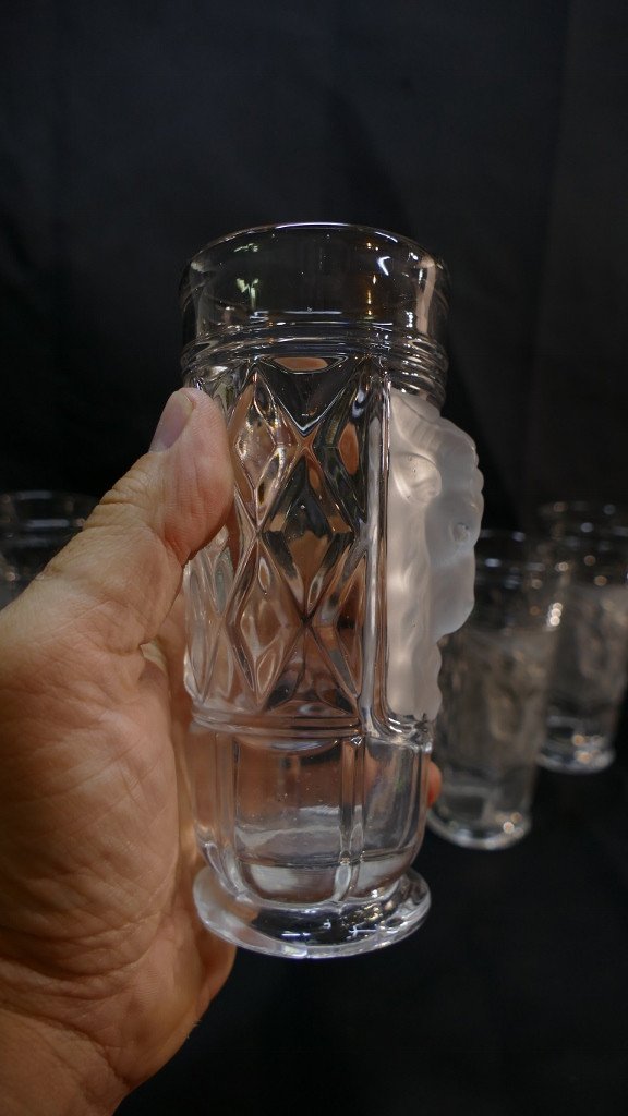 Saint Louis XIX ème, 5 Verres à Eau Ou à Bière Au Bélier En Cristal-photo-4