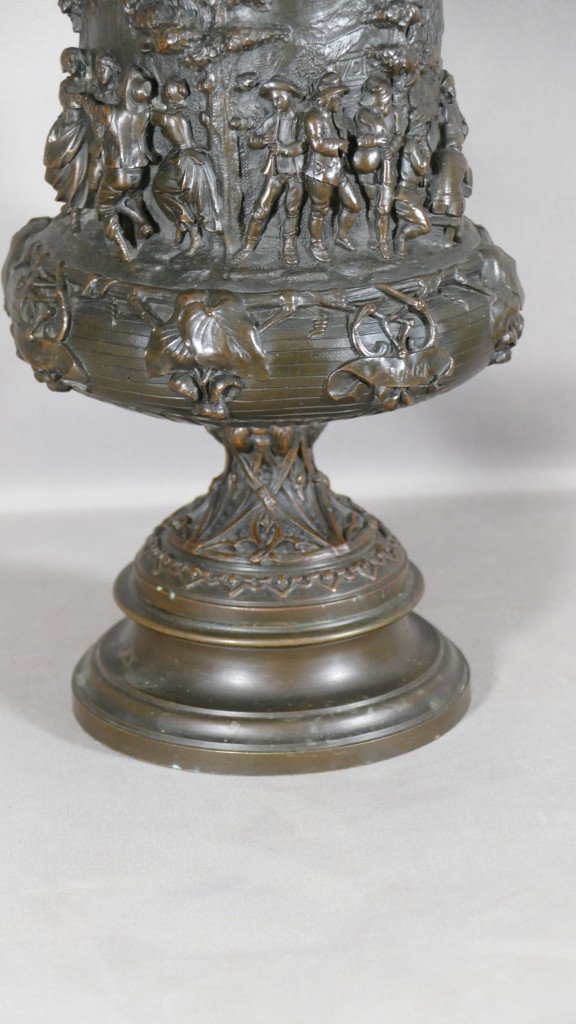 Vase Couvert En Bronze Dédié Aux Plaisirs De La Vie, Bacchus, Coupe à Vin, XIX ème-photo-4